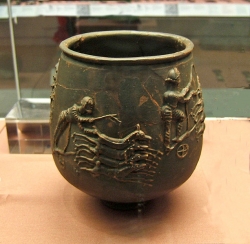 Romano-British barbotine pot, Colchester 2nd century AD - source Wikipedia AdTigress